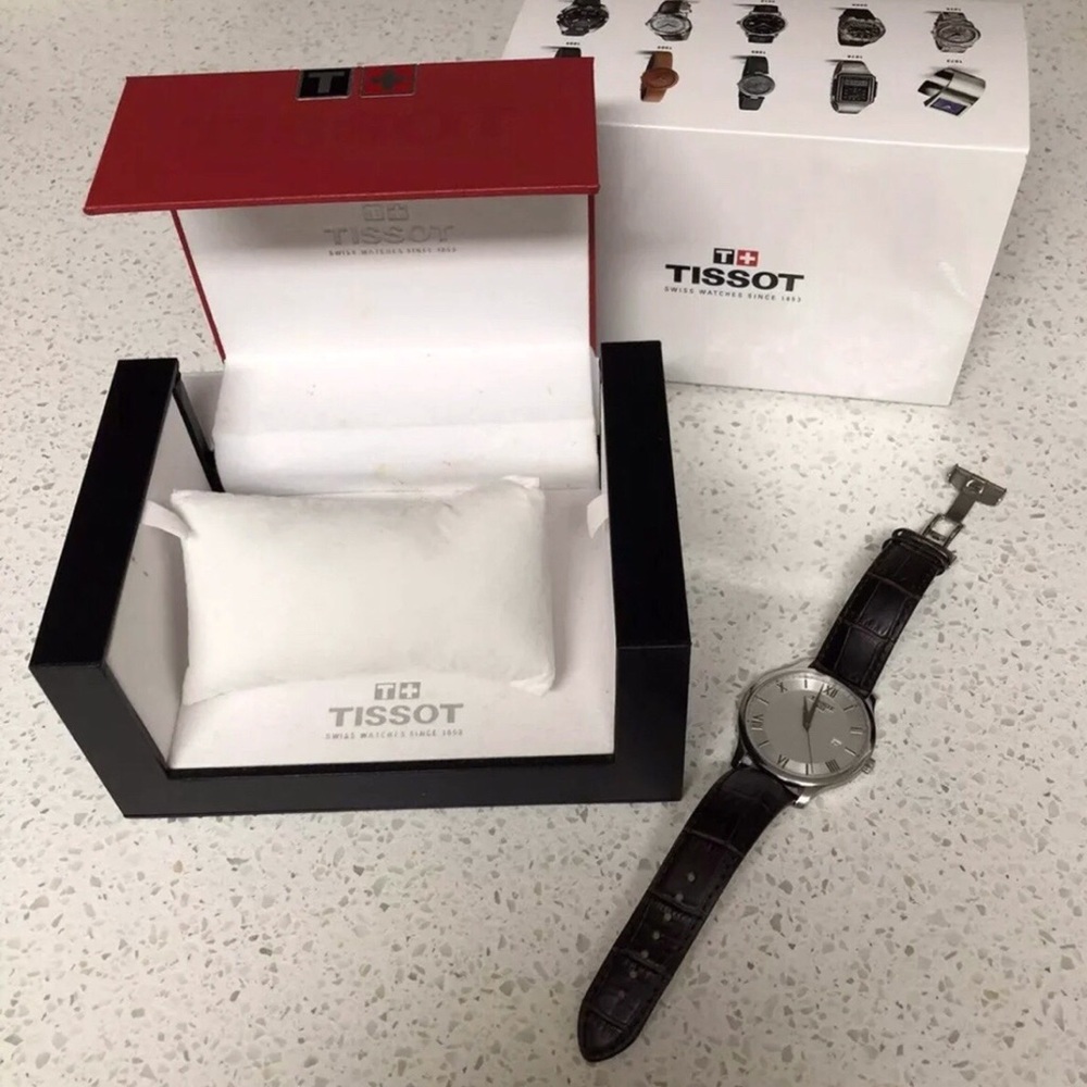 Tissot Tradition Silver Dial Brown Men's Watch - Picture 1 of 11